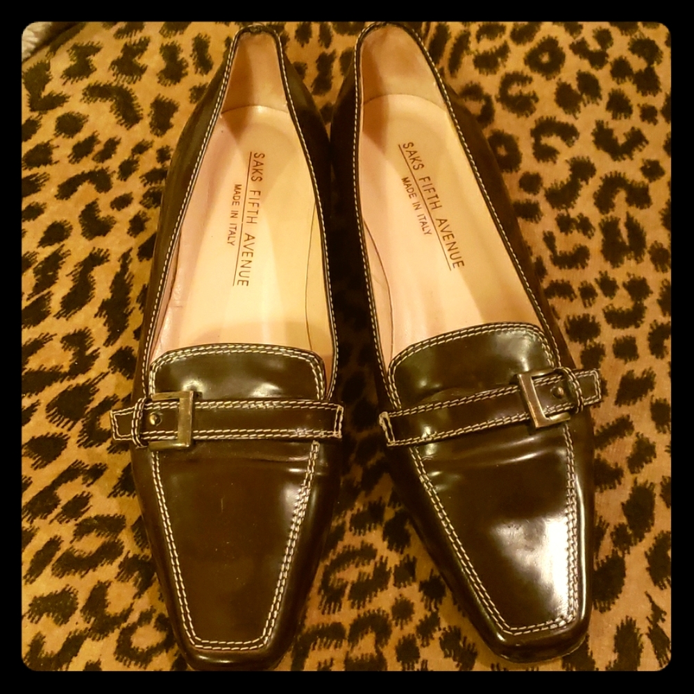SAKS Leather Loafers w/ Buckle